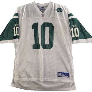New York Jets Vintage Reebok Jersey White Green Mens XL # 10 Chad Pennington NFL